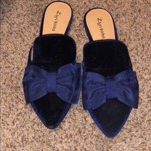 Velvet royal blue slides